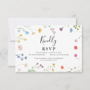 Romantische botanische Wildblume Wedding RSVP Card Dankeskarte