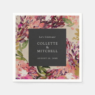 Romantische Bouquet Hot Pink Black Wedding Serviette