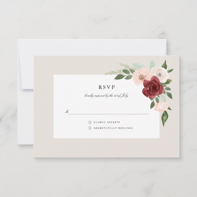 Romantische Bouquet RSVP Karte (Vorderseite)