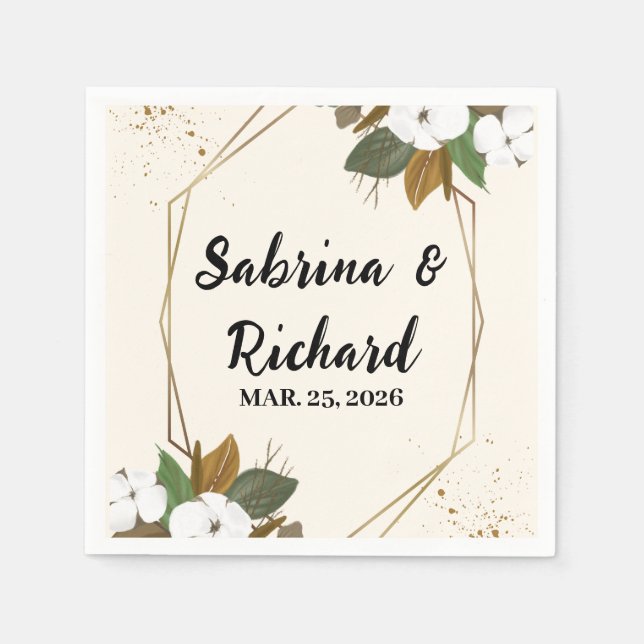 Romantische Braun- und Cremmenhochzeit Serviette (Vorderseite)