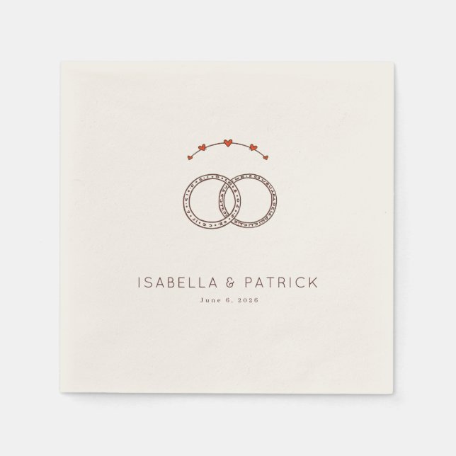 Romantische braune minimalistische Ringe Serviette (Vorderseite)