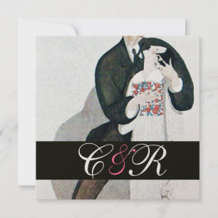 ROMANTISCHE BRAUT & BRÄUTIGAM HOCHZEITSPARTY MONOG EINLADUNG