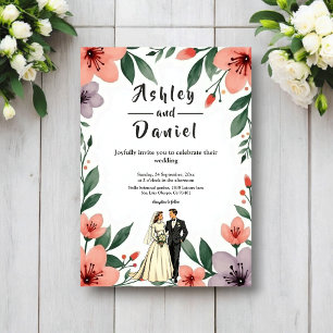 Romantische Braut und Bräutigam Floralgarten Hochz Einladung