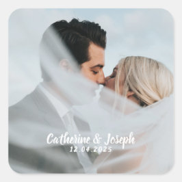 Romantische Braut- und Hochzeitszettel Quadratischer Aufkleber