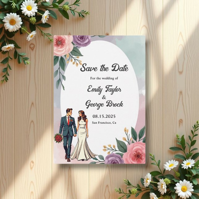 Romantische Braut- und Wasserfarbenhochzeit Save The Date (Von Creator hochgeladen)