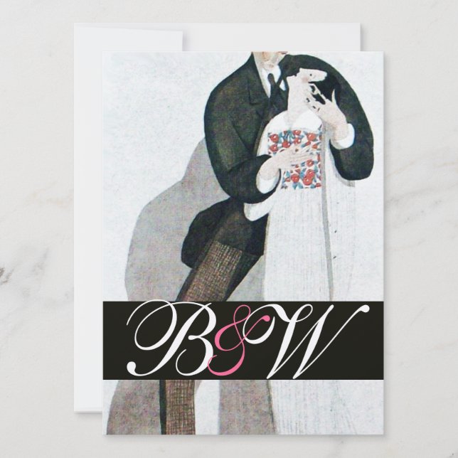 ROMANTISCHE BRIDE & GROOM WEDEDPARTY MONOGRAM GOLD EINLADUNG (Vorderseite)