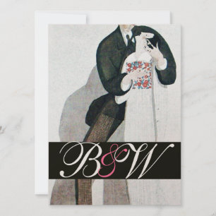 ROMANTISCHE BRIDE & GROOM WEDEDPARTY MONOGRAM GOLD EINLADUNG