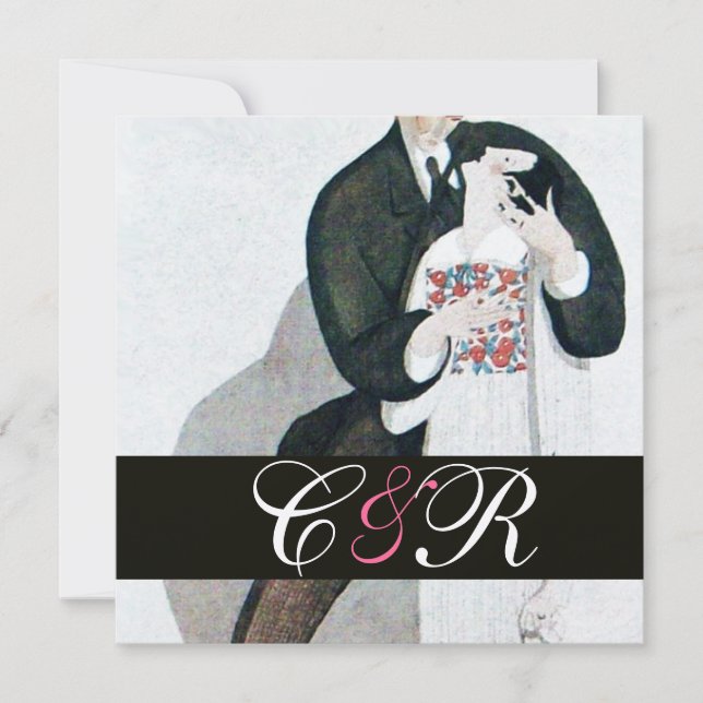 ROMANTISCHE BRIDE & GROOM WEDEDPARTY MONOGRAM GOLD EINLADUNG (Vorderseite)