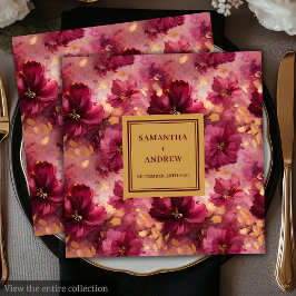 Romantische Burgund Blush Gold Hochzeitspapier Nap Serviette