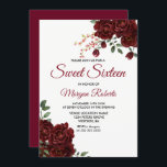 Romantische Burgund Rote Rose Blumensüß 16 Einladu Einladung<br><div class="desc">Romantische Burgund Rote Rose Floral Sweet 16 Einladung Siehe Matching Kollektion im Geschäft</div>