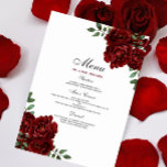 Romantische Burgund-Rote Rose Hochzeit Menükarte<br><div class="desc">Romantische Burgunder Rote Rose Wedding Menu Matching Sammlung in Niche und Nest Store.</div>