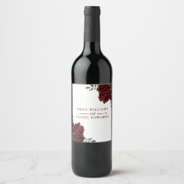 Romantische Burgund-Rote Rose Hochzeit-Verlobung Weinetikett