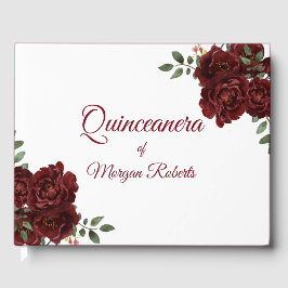 Romantische Burgund Rote Rose Quinceanera Gästebuc Gästebuch