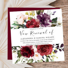 Romantische Burgund-Rote Rose Vow Renewal Einladung