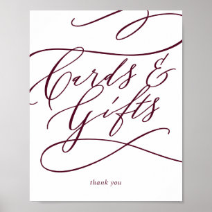 Romantische Burgund Schrift Calligraphy Karten und Poster