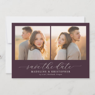 Romantische Burgunder-Fotocollage Save The Date