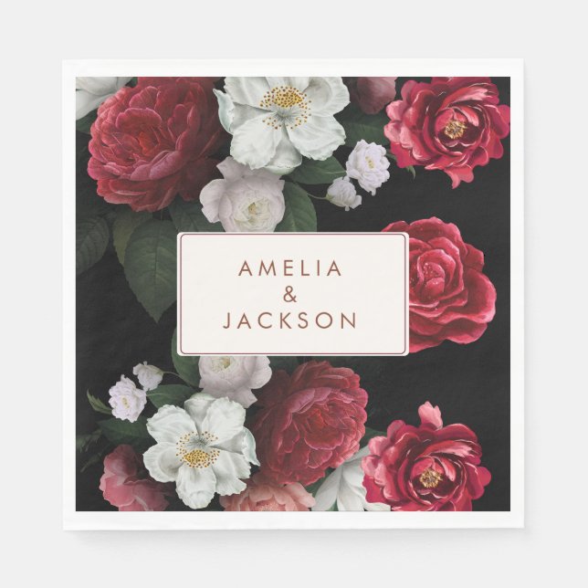 Romantische Burgunder-Hochzeit im Herbst Serviette (Vorderseite)