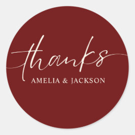 Romantische Burgunder-Hochzeit mit rotem Kupfer Runder Aufkleber