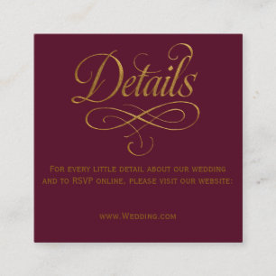 Romantische Burgunder QR-Hochzeitsdetails Karte