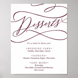 Romantische Burgunder Text Hochzeiten Desserts Poster