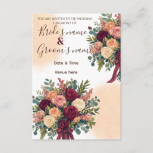 Romantische Burgunder- und Creme-Rosen-Hochzeitsei Einladung