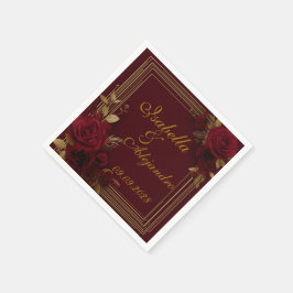 Romantische Burgunderrosen-Hochzeit Serviette