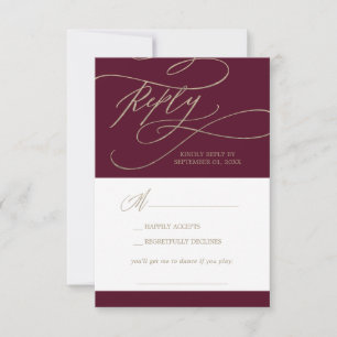 Romantische Burgundy Calligraphy Song RSVP Card
