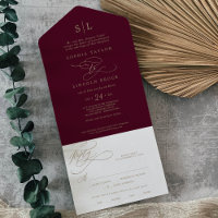 Romantische Burgundy Monogram Traditionelle Hochze