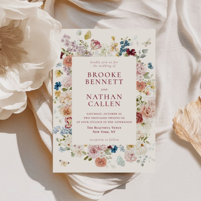 Romantische Butterfly-Blumenzange Hochzeit Einladung (Von Creator hochgeladen)