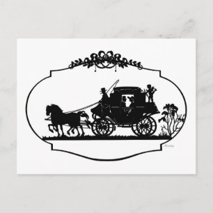 Romantische Carriage Sillhouette Postkarte