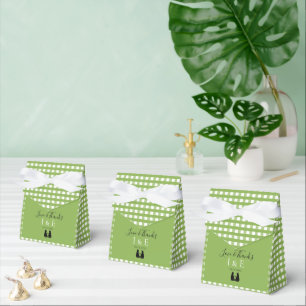 Romantische Cat Lovers Couple Green Gingham Weddin Geschenkschachtel