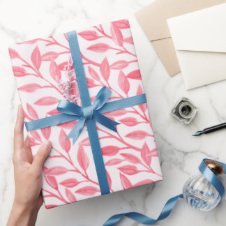 Romantische Chic Botanische Blätter weich rosa Geschenkpapier