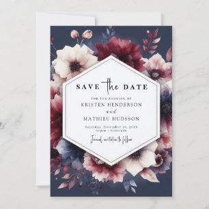 Romantische Chic Burgundy Wedding Save The Date