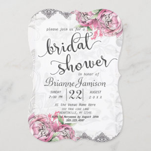 Romantische Chic Peony Lace Bridal Dusche Einladun Einladung