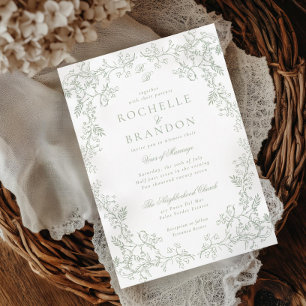 Romantische Chinoiserie Antik Hellgrün Hochzeit Einladung