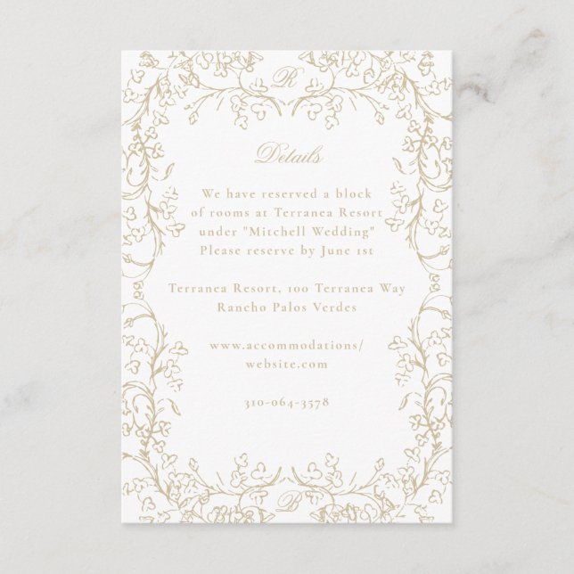 Romantische Chinoiserie Antike Französische Goldho Begleitkarte (Vorderseite)