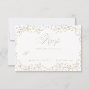 Romantische Chinoiserie Antike Französische Goldho RSVP Karte