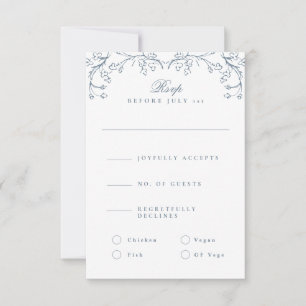 Romantische Chinoiserie Antique Französisch Blaue  RSVP Karte