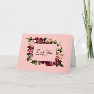 Romantische Chrysantheme auf hauchzartem Rosa Dankeskarte