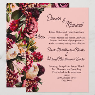Romantische Chrysantheme auf hauchzartem Rosa Einladung