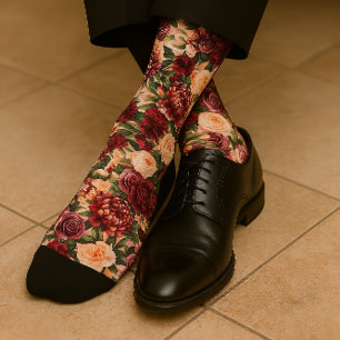Romantische Chrysantheme auf hauchzartem Rosa Socken