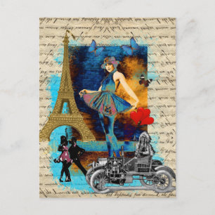 Romantische Collage Vintag Paris Postkarte