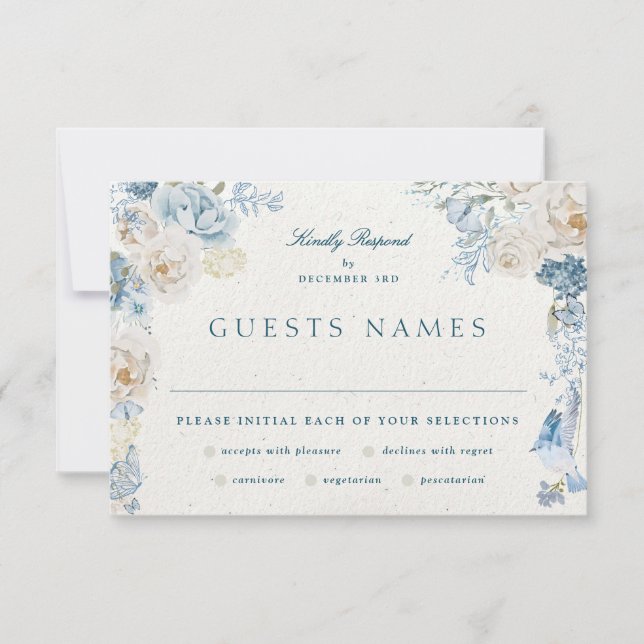 Romantische Cotswolds Winter Florals Wedding RSVP Karte (Vorderseite)