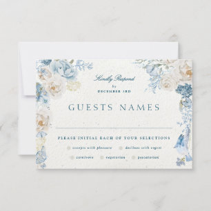 Romantische Cotswolds Winter Florals Wedding RSVP Karte