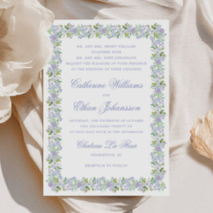 Romantische Cottage-Blumenrahmen-Hochzeit Einladung