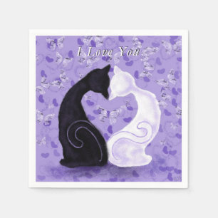 Romantische Couple Cat Napkins mit Text - I Liebe Serviette