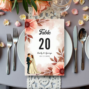 Romantische Couple Dusty Watercolor Blumenhochzeit Tischnummer