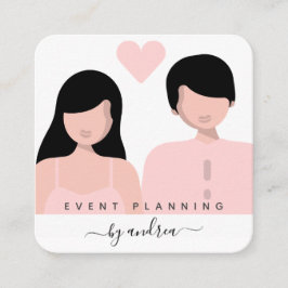 Romantische Couple Illustration Bride Groom Weddin Quadratische Visitenkarte