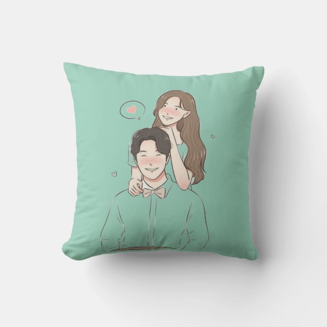 Romantische Couple Throw Kissen Niedliche Liebe Ge (Vorderseite)