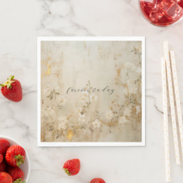 Romantische Cream White Gold Floral Wedding Serviette